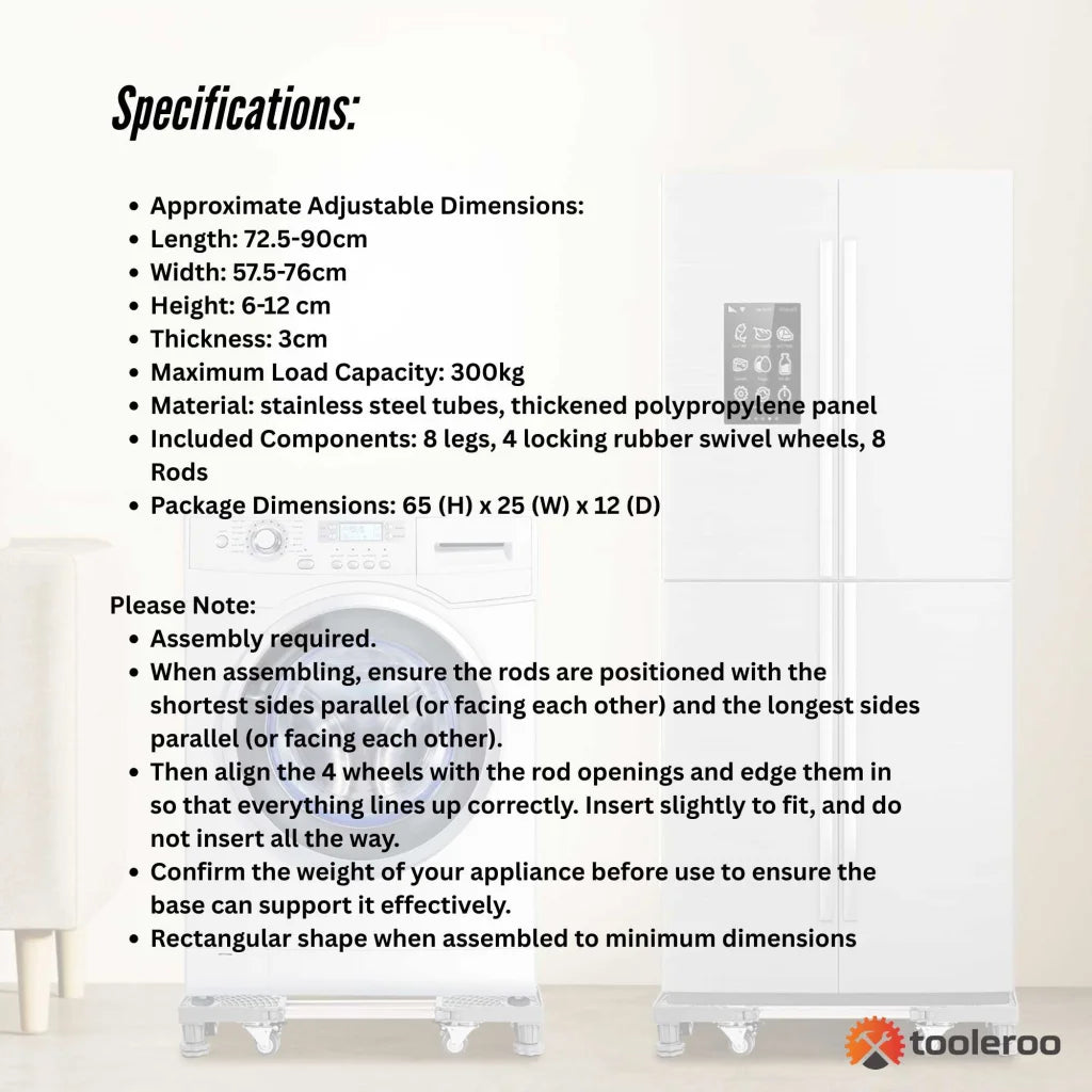 Adjustable Appliance Base Stand - Lock Wheel Trolley