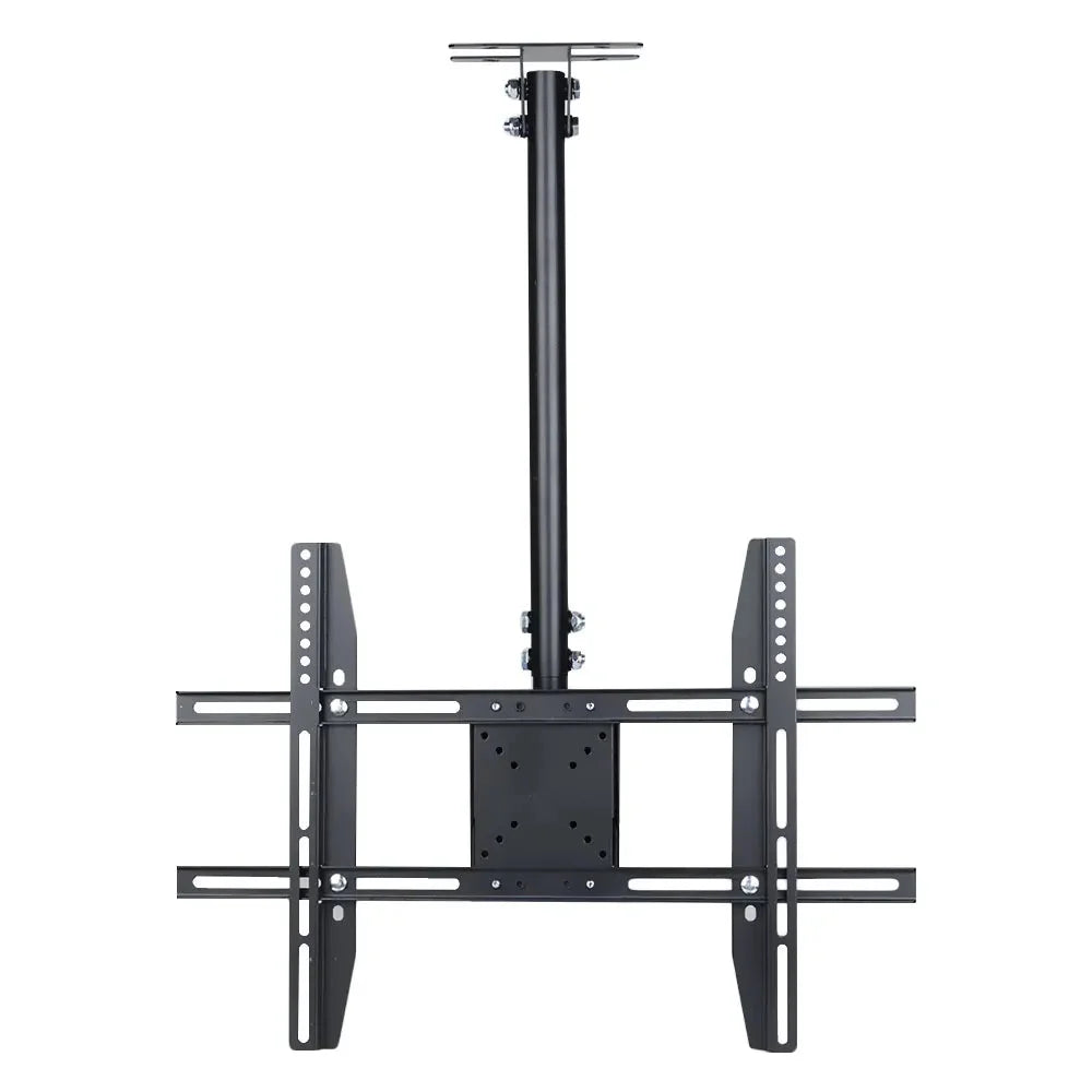 Adjustable ceiling TV with caster wheels and side handle rail