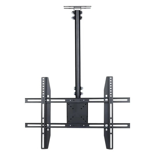 Adjustable ceiling TV with caster wheels and side handle rail