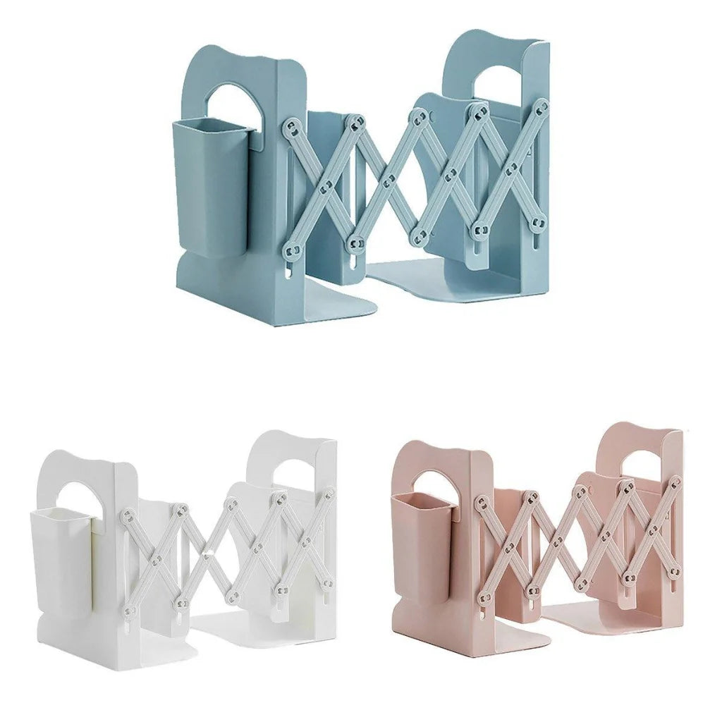 Adjustable Desktop Bookshelf Organizer With Pen Holder