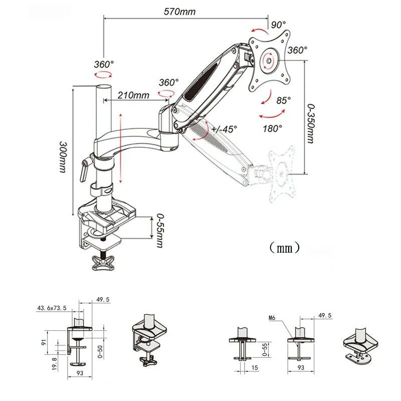 Adjustable Desktop Monitor Stand - Rotating-1964932344599154690