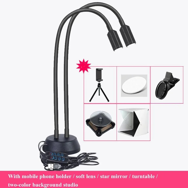 Adjustable Double-head Led Jewelry Table Lamp for Live