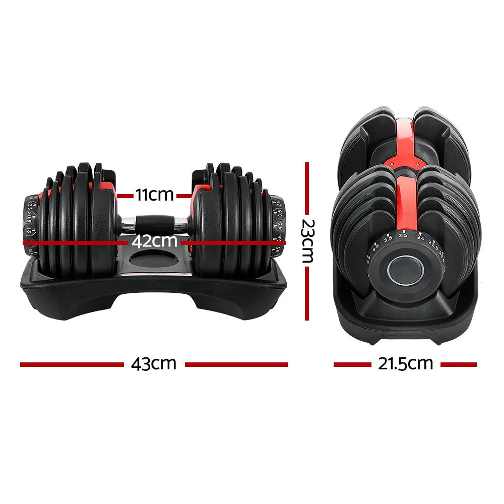 Adjustable Dumbbell 24KG Dumbbells Weight Plates Home Gym