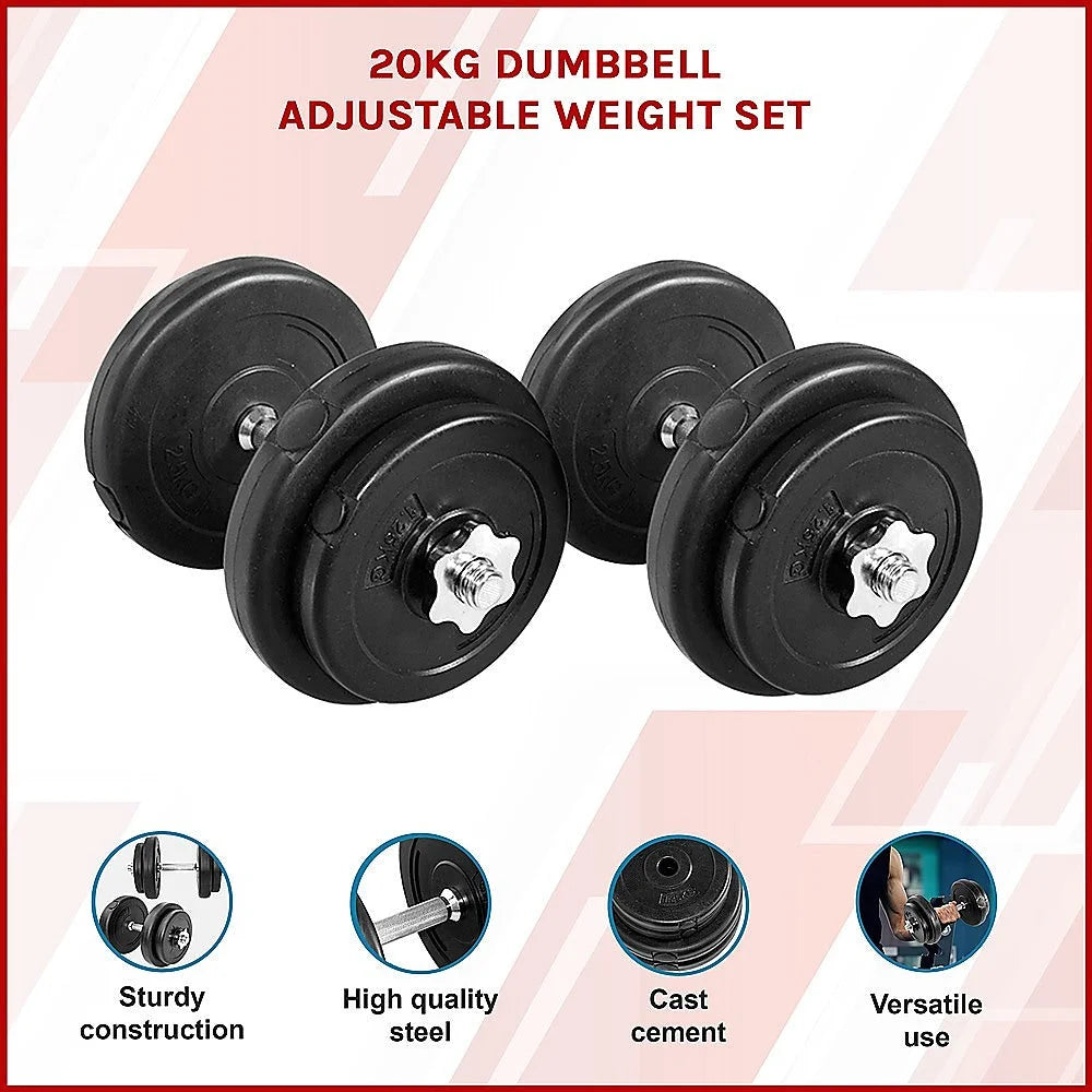 Adjustable Dumbbell Weight Set - 20KG - Fitness Accessories
