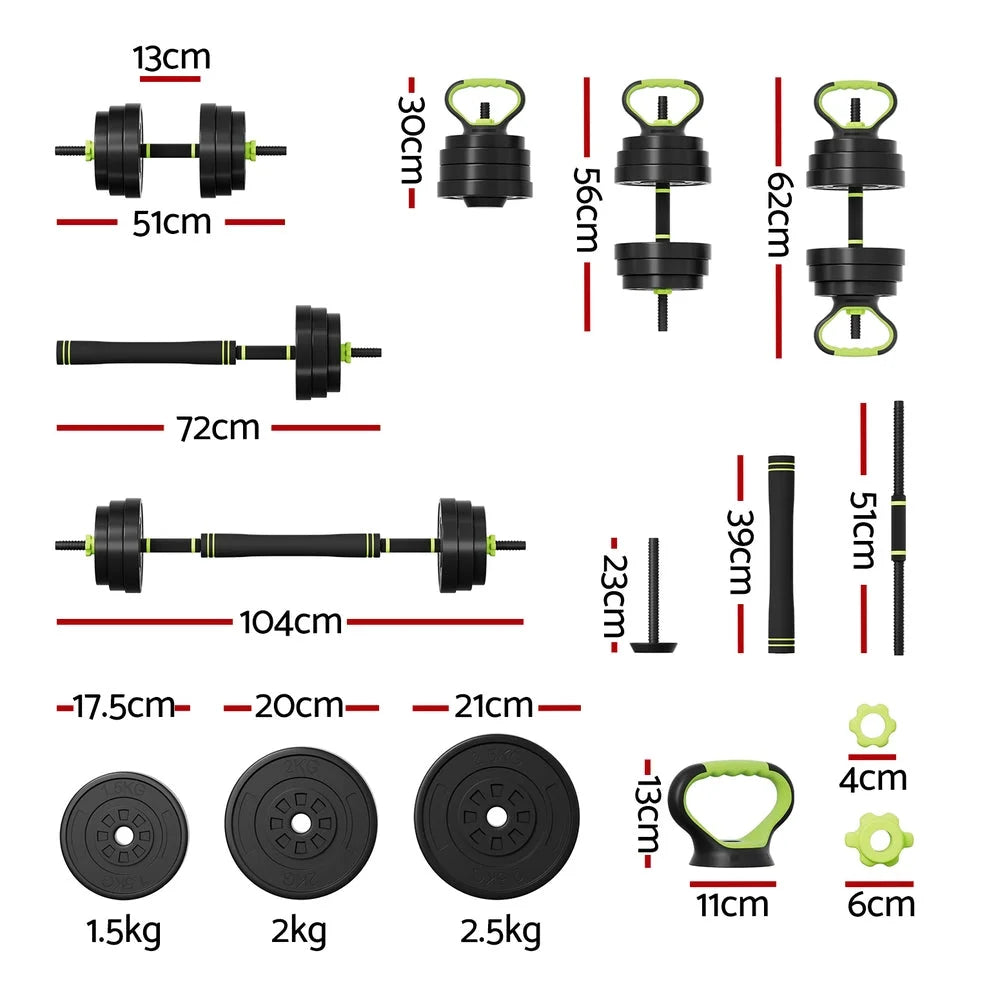 Adjustable Dumbbells Set 25kg - Kettlebell Weight Plates