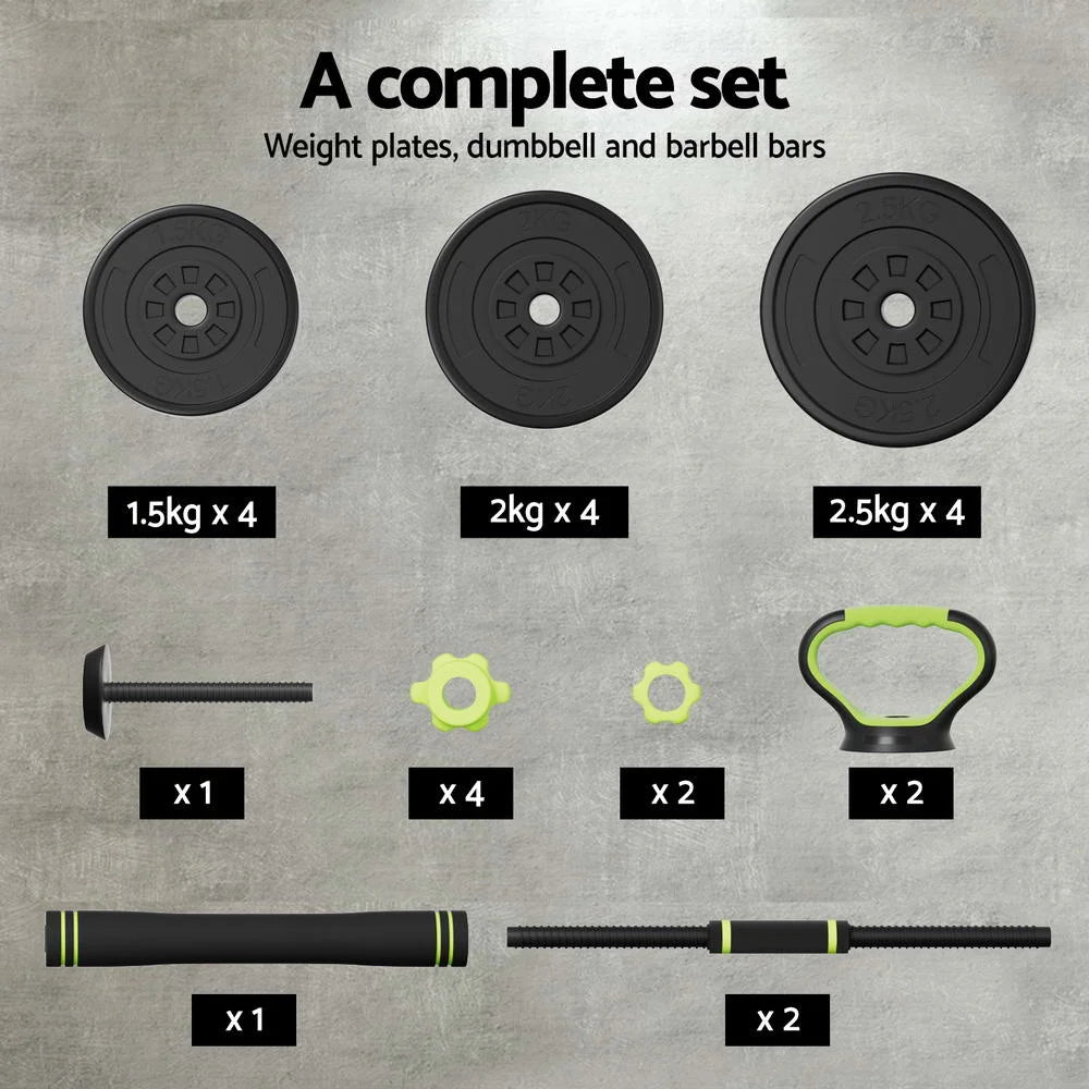 Adjustable Dumbbells Set 25kg - Kettlebell Weight Plates