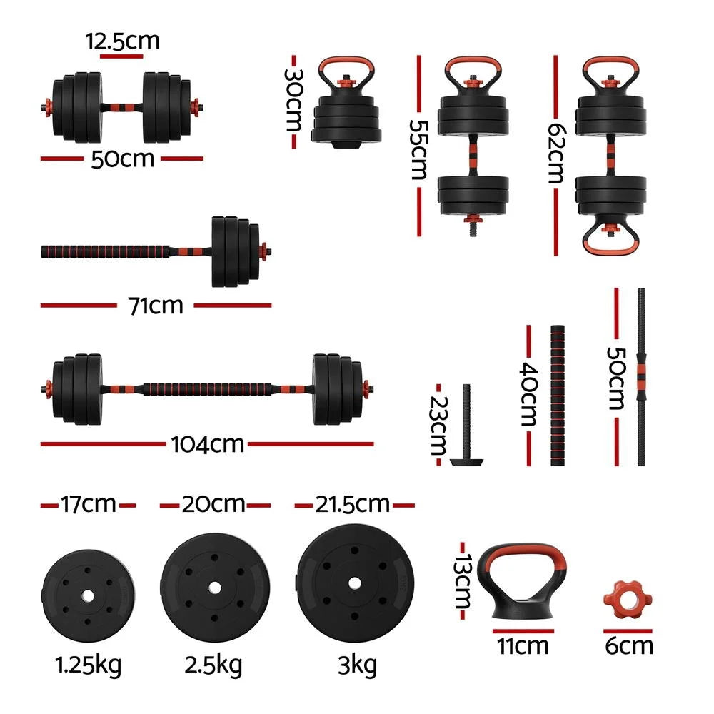 Adjustable Dumbbells Set 40kg - Kettlebell Weight Plates