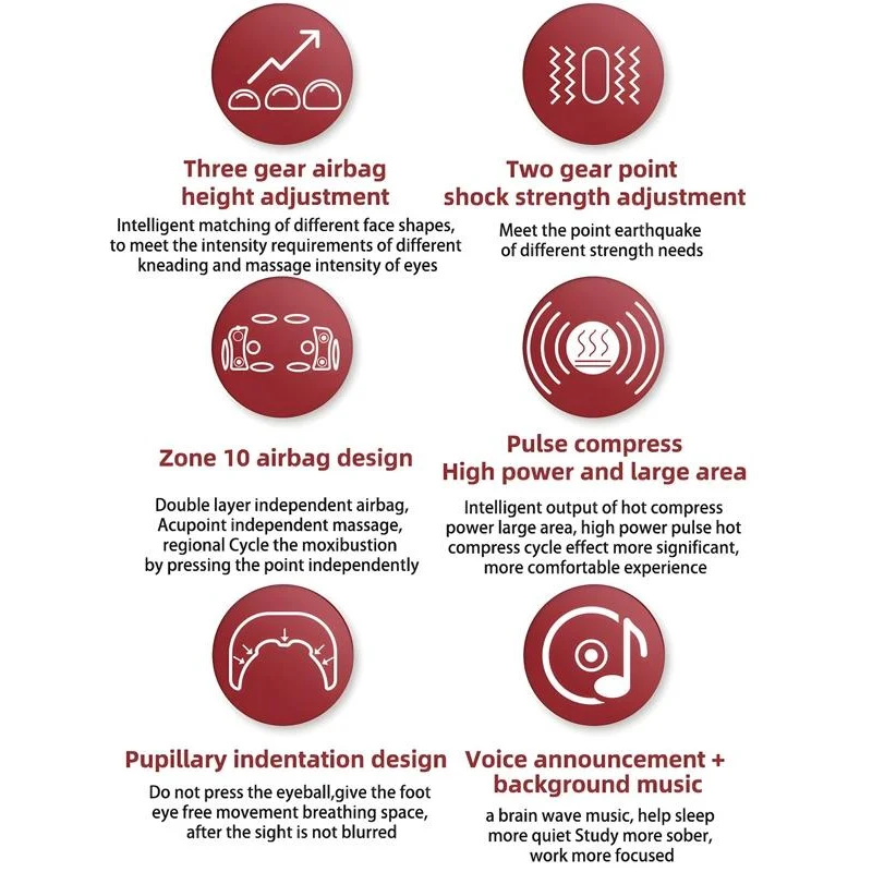 Adjustable Eye Massager With Hot Compress Black - Black