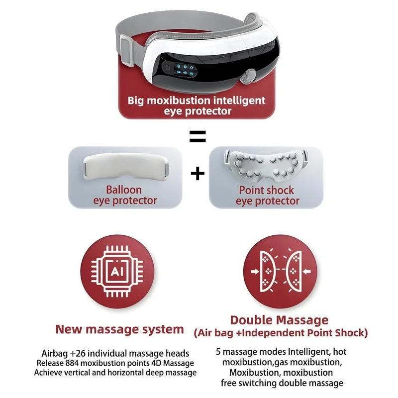 Adjustable Eye Massager With Hot Compress Black - Black