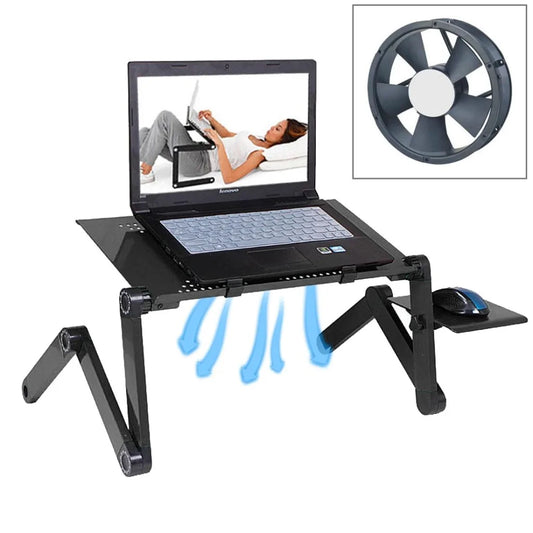 Adjustable Foldable Laptop Stand with Fans & Mouse Pad