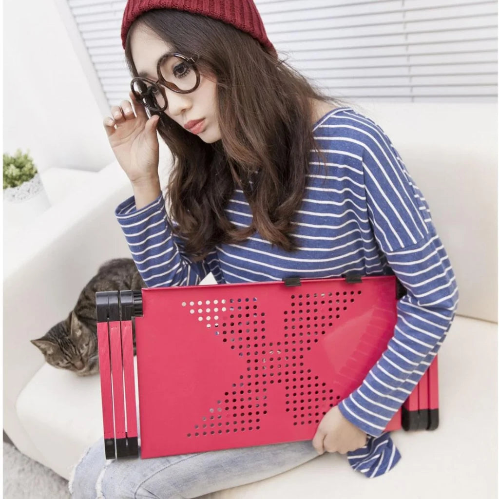 Adjustable Foldable Laptop Stand with Fans & Mouse Pad