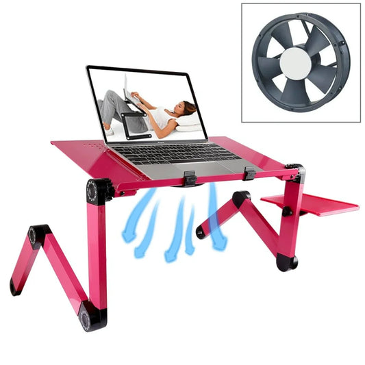 Adjustable Foldable Laptop Stand with Fans & Mouse Pad