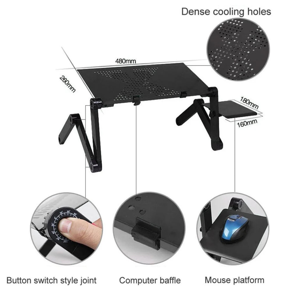 Adjustable Foldable Laptop Stand with Fans & Mouse Pad