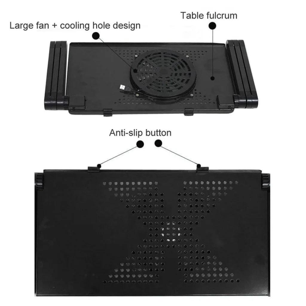 Adjustable Foldable Laptop Stand with Fans & Mouse Pad