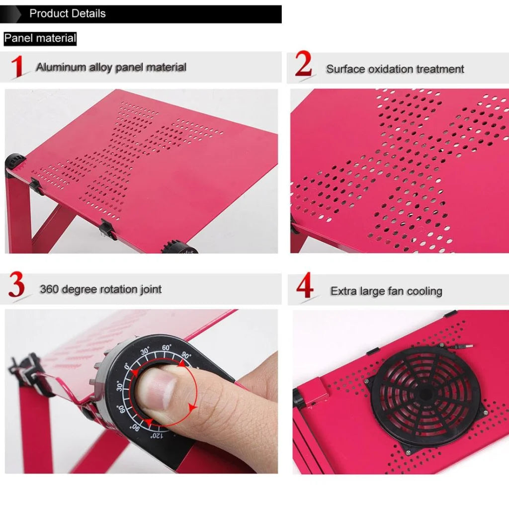 Adjustable Foldable Laptop Stand with Fans & Mouse Pad