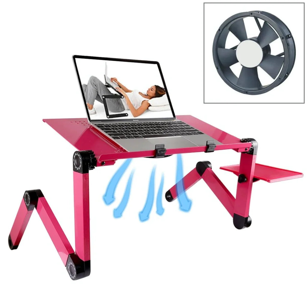Adjustable Foldable Laptop Stand with Fans & Mouse Pad