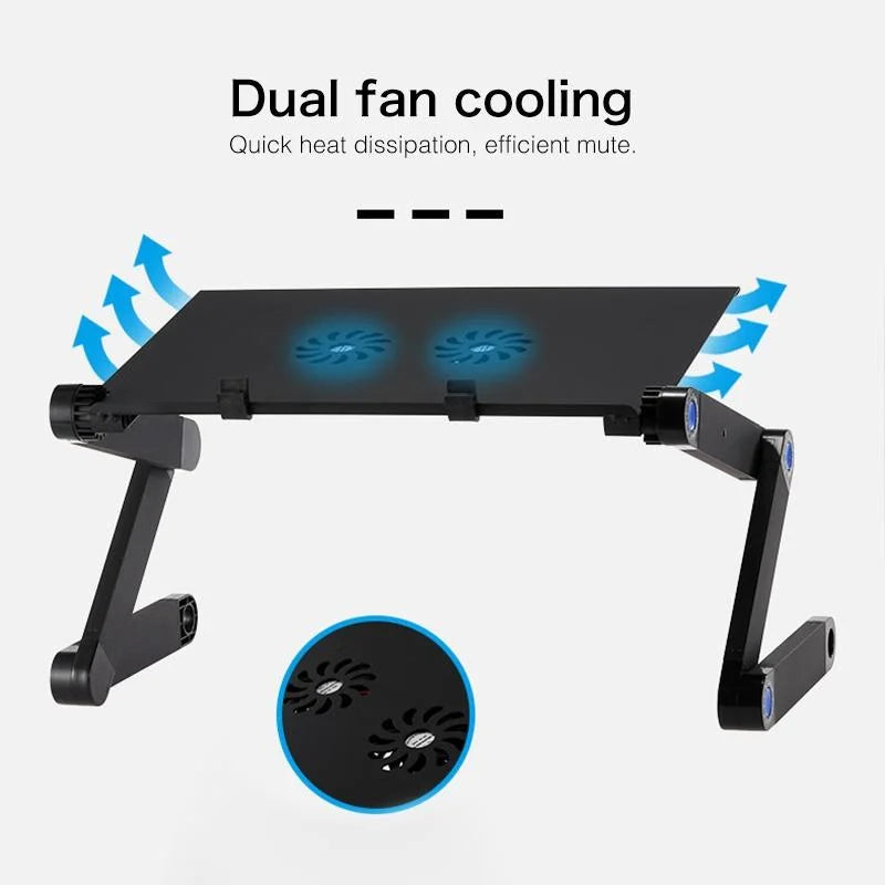 Adjustable Foldable Laptop Stand with Fans & Mouse Pad
