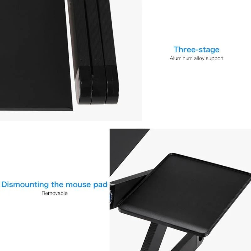 Adjustable Foldable Laptop Stand with Fans & Mouse Pad