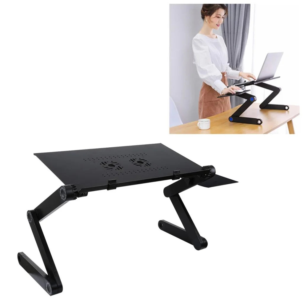 Adjustable Foldable Laptop Stand with Fans & Mouse Pad