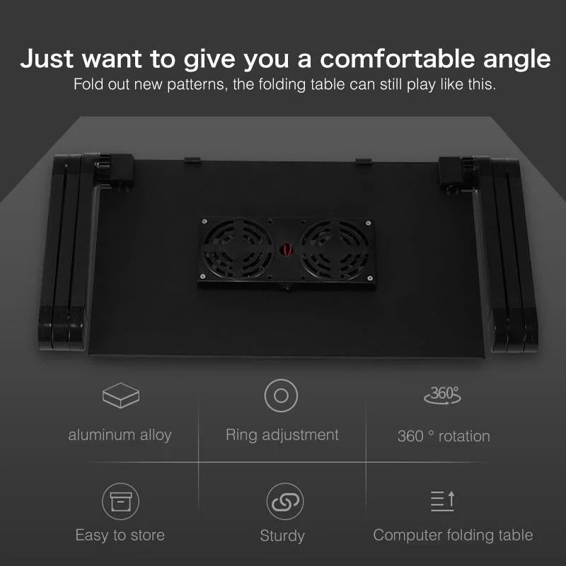 Adjustable Foldable Laptop Stand with Fans & Mouse Pad