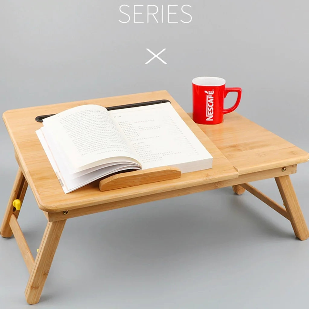Adjustable Folding Laptop Desk for Bed with Card Slot