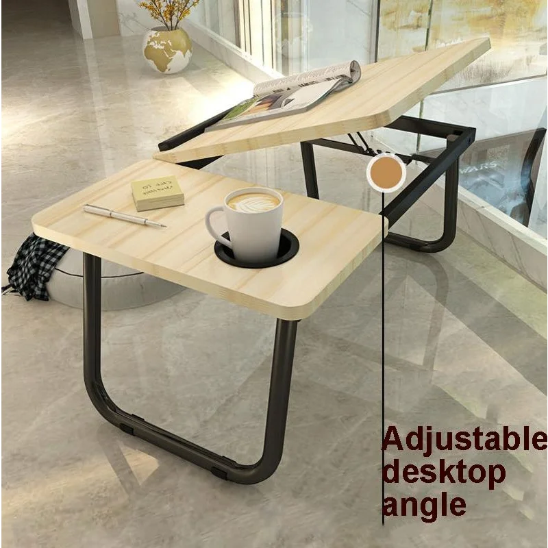 Adjustable Folding Laptop Desk with Cup Holder - Four-speed