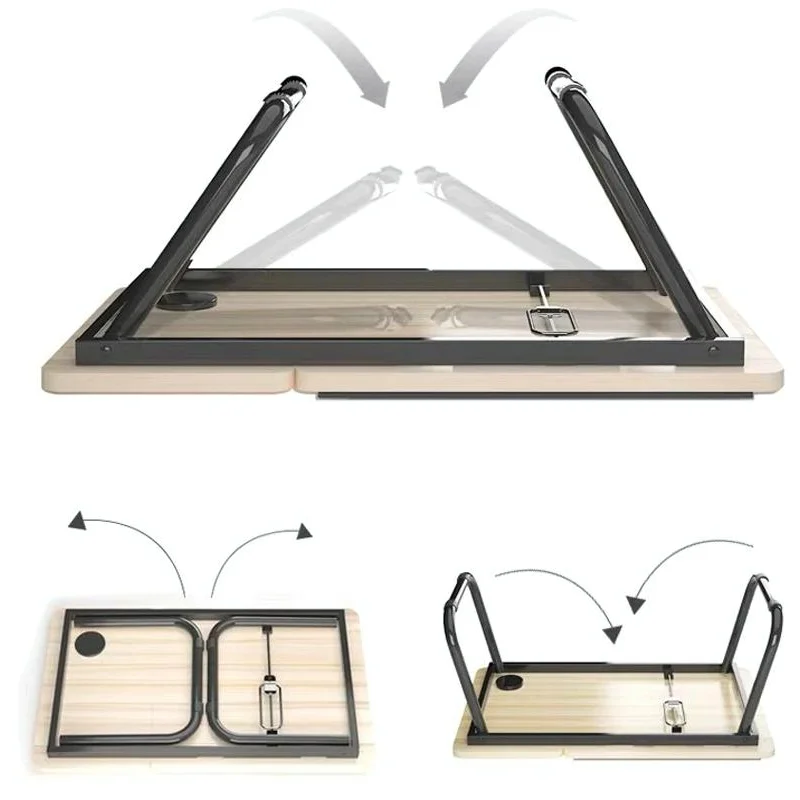 Adjustable Folding Laptop Desk with Cup Holder - Four-speed