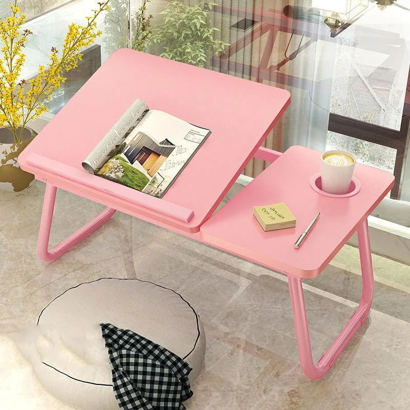 Adjustable Folding Laptop Desk with Cup Holder - Four-speed