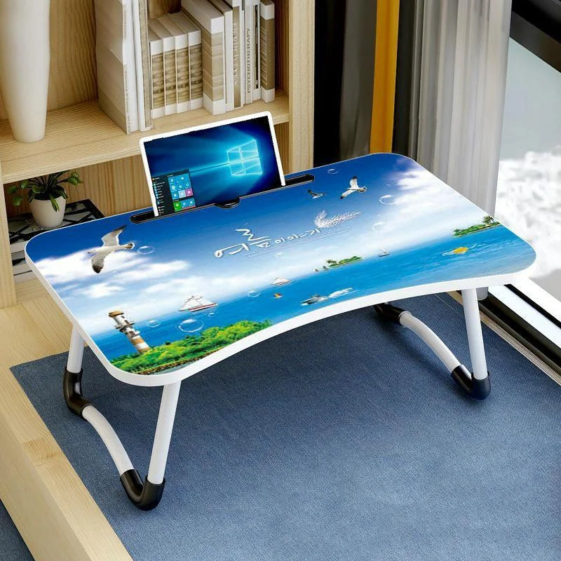Adjustable Folding Laptop Desk with Non-slip W-shaped Legs