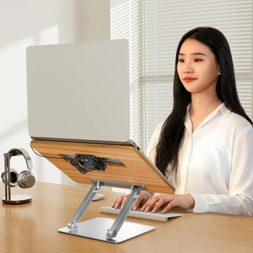 Adjustable Folding Laptop Stand with Cooling Fan - Portable