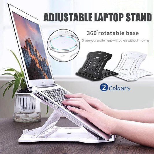 Adjustable Laptop Stand with 360-Degree Base for Desk Riser
