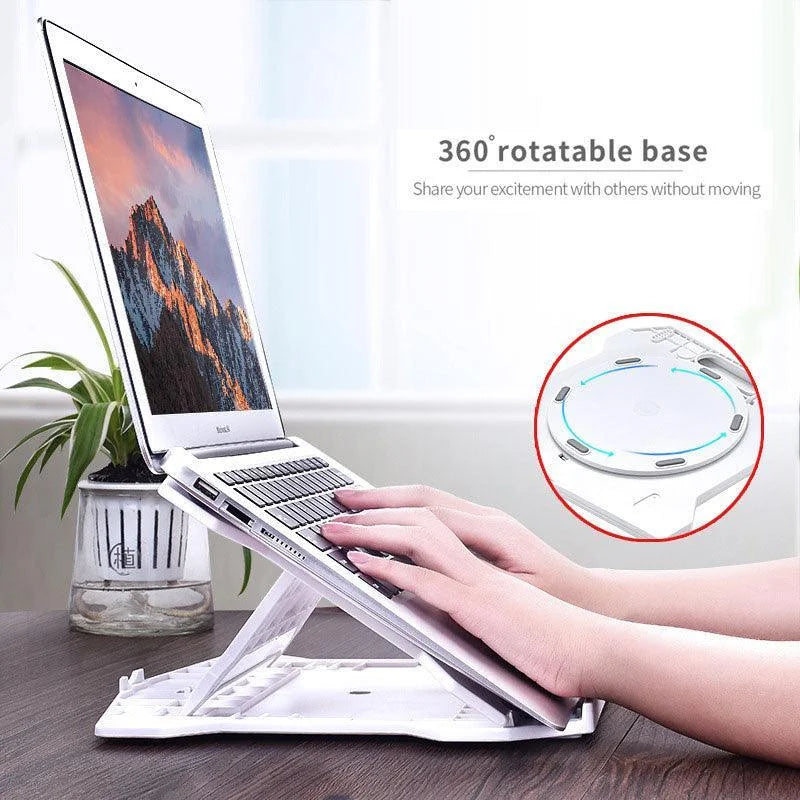 Adjustable Laptop Stand with 360-Degree Base for Desk Riser