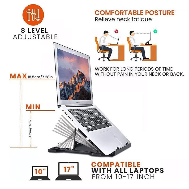 Adjustable Laptop Stand with 360-Degree Base for Desk Riser
