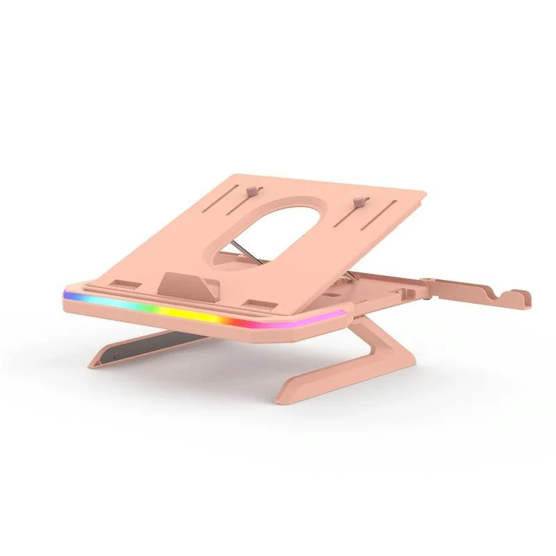 Adjustable Laptop Stand with 9 Levels of Lighting - Pink