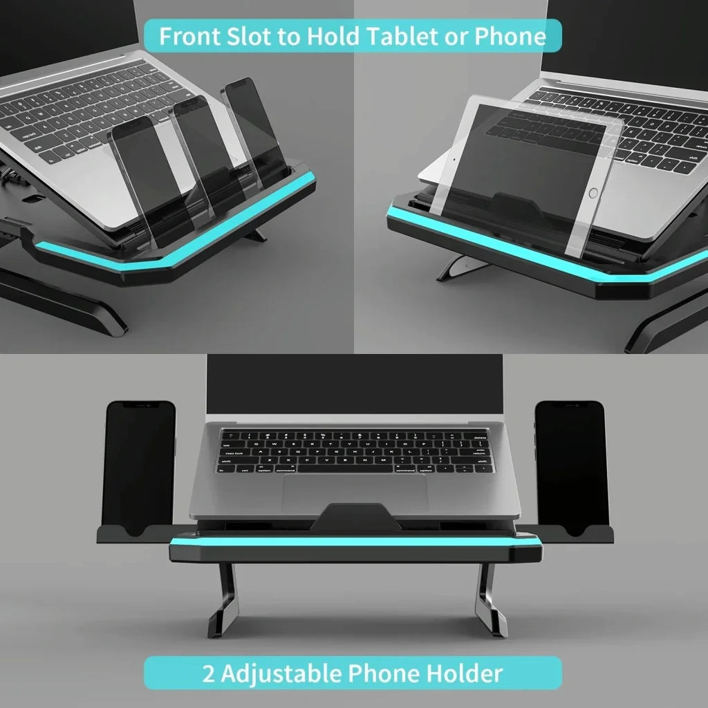 Adjustable Laptop Stand with 9 Levels of Lighting - Pink