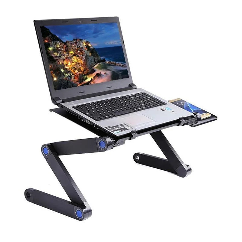 Adjustable Laptop Stand with Fans & Mouse Pad - Portable &