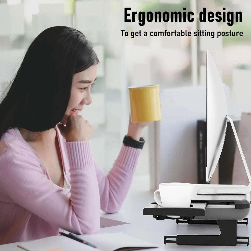 Adjustable Laptop Stand with Storage Drawer - Height Riser