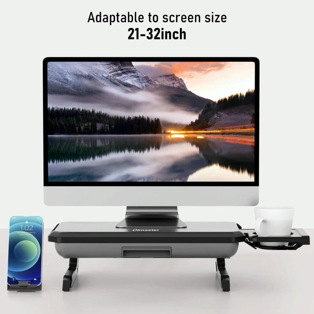 Adjustable Laptop Stand with Storage Drawer - Height Riser