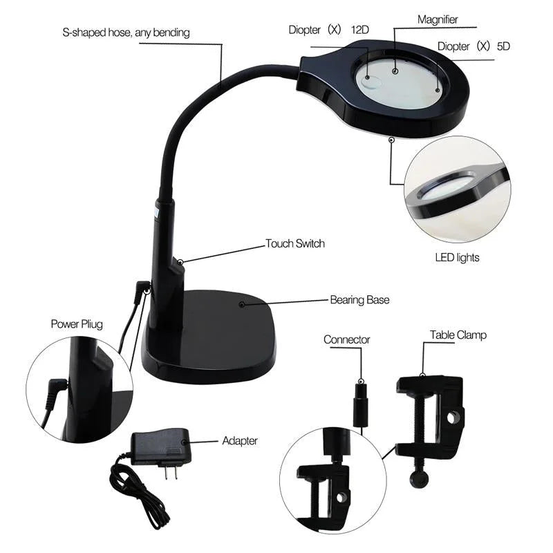 Adjustable Led Desk Magnifier Lamp for 220v Voltage - Tools