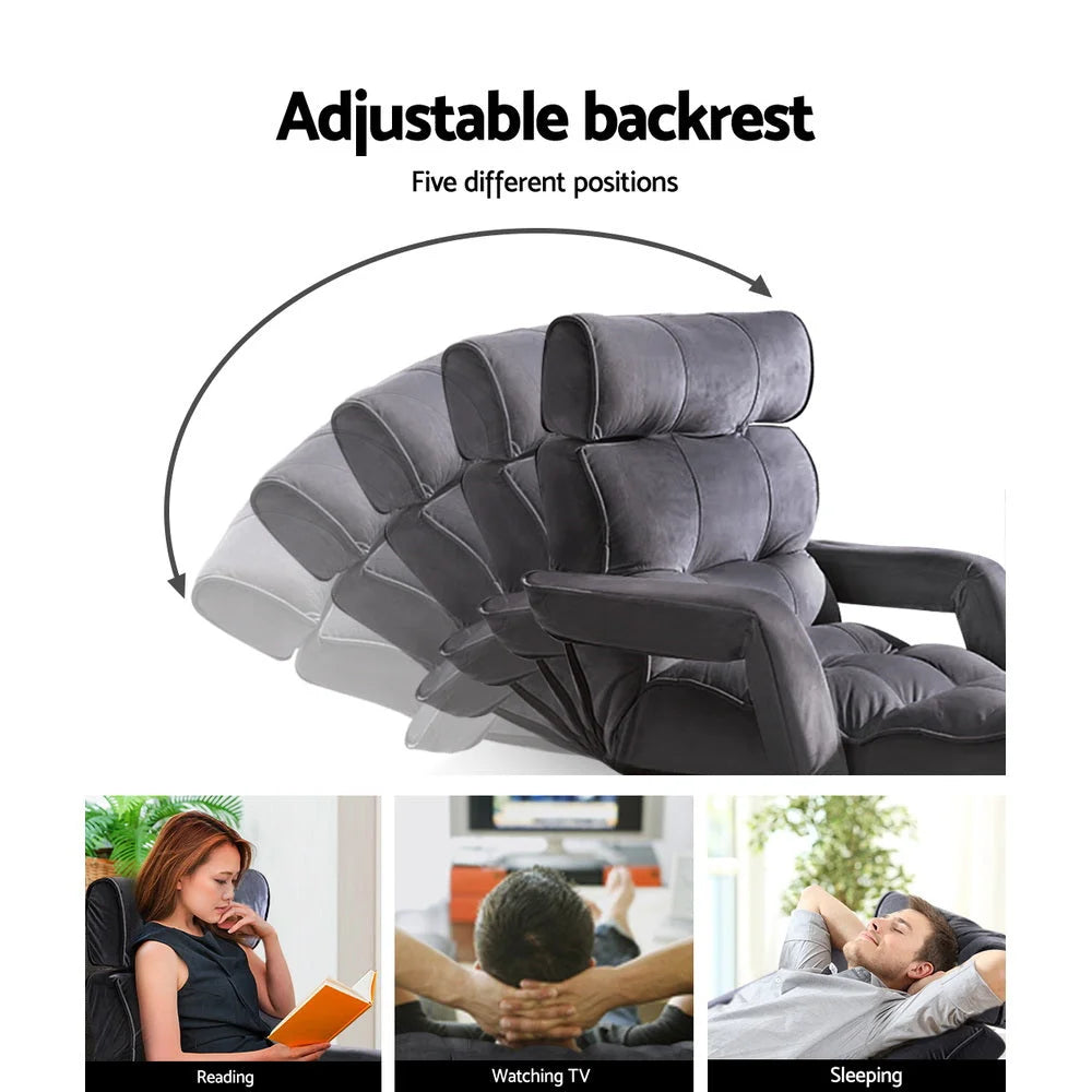 Chair with adjustable lounger arms living room