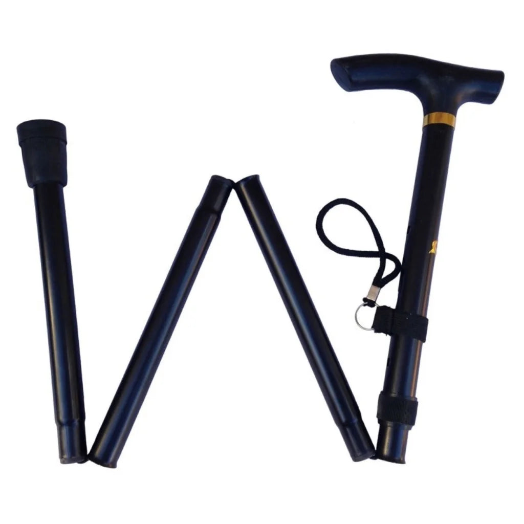 Adjustable Metal WALKING STICK Travel Cane Folding Pole
