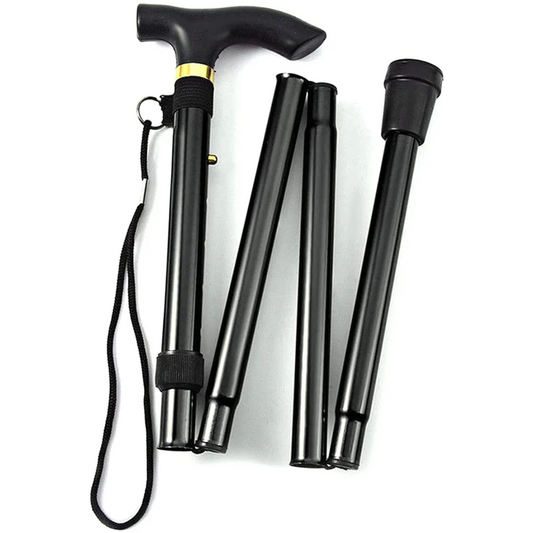 Adjustable Metal WALKING STICK Travel Cane Folding Pole