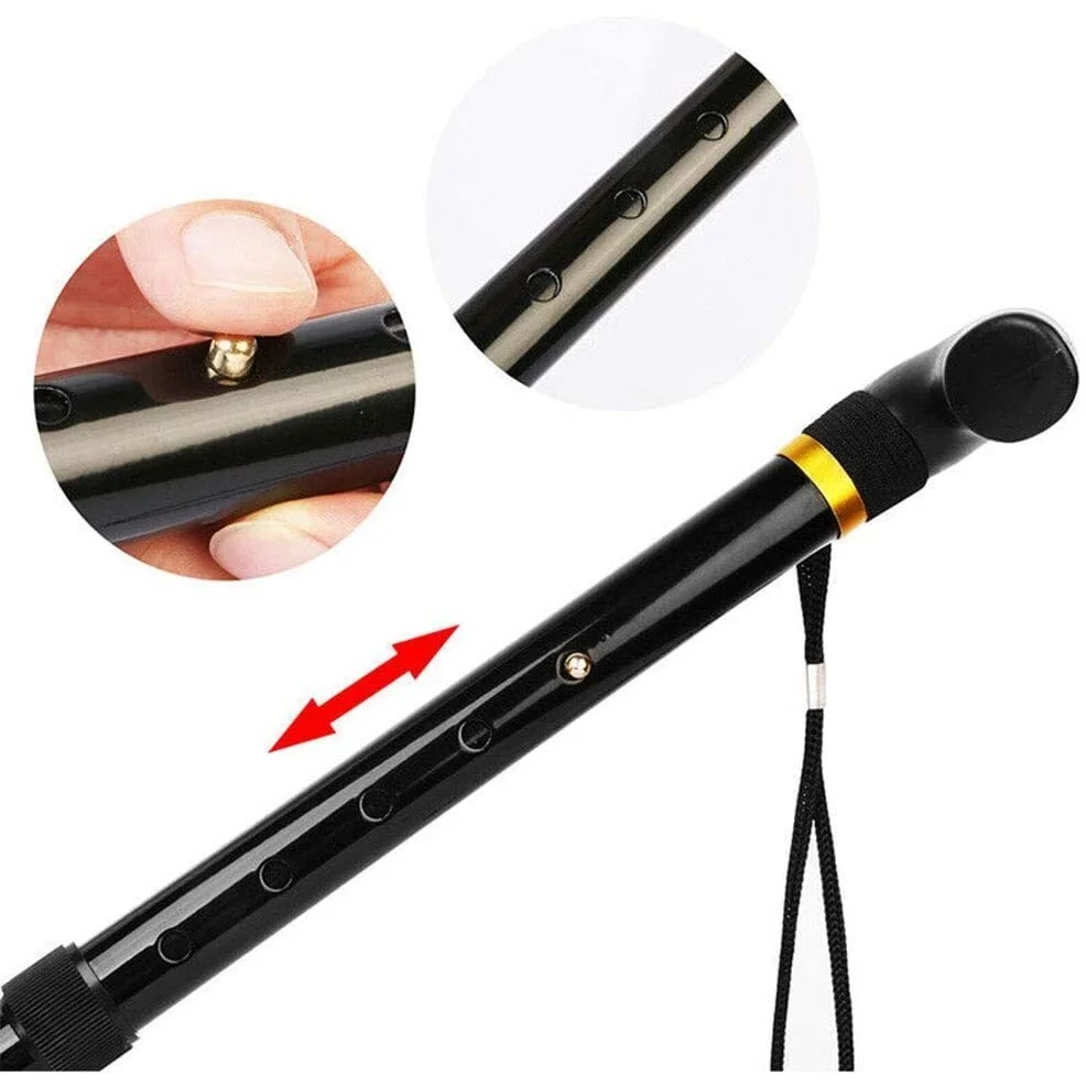 Adjustable Metal WALKING STICK Travel Cane Folding Pole