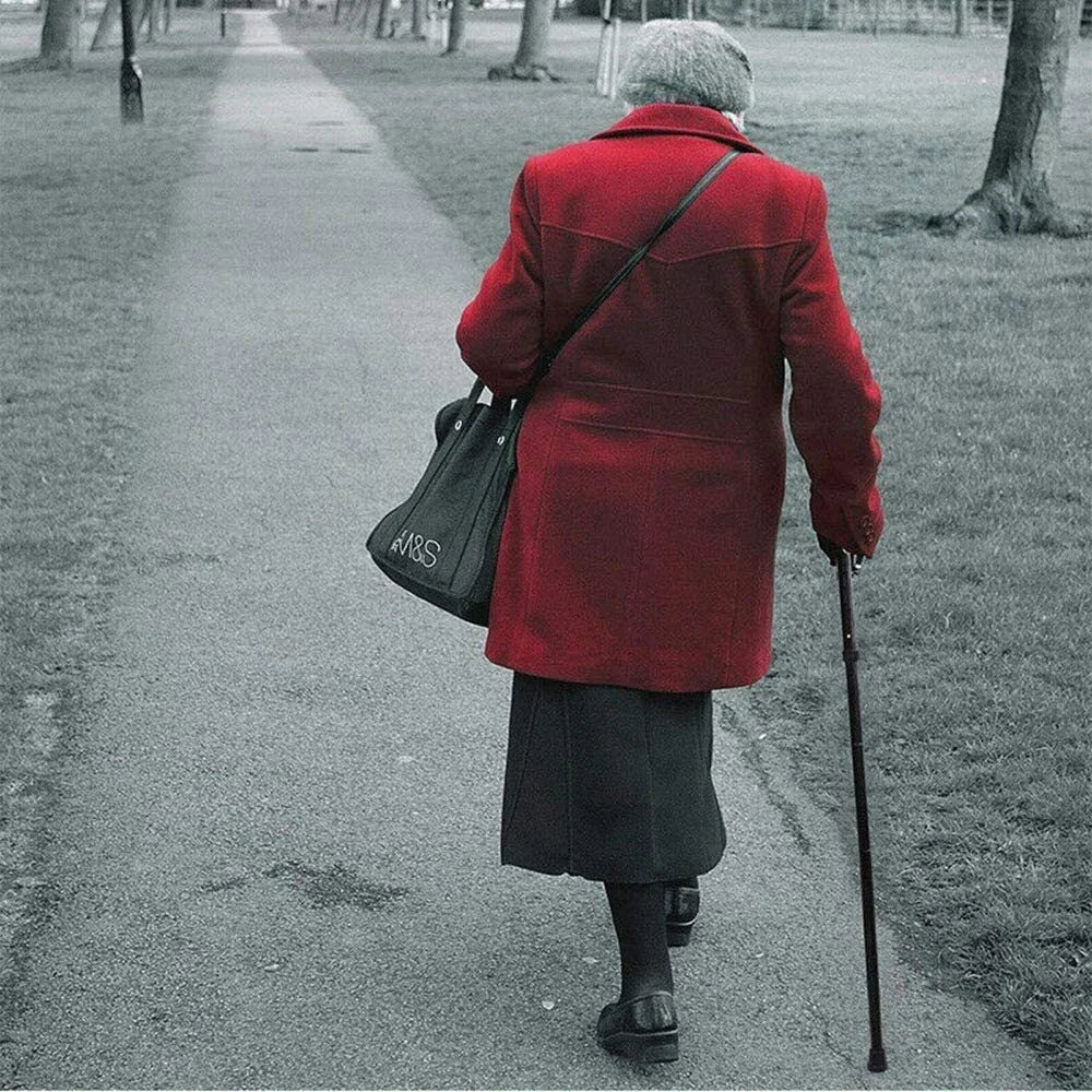 Adjustable Metal WALKING STICK Travel Cane Folding Pole