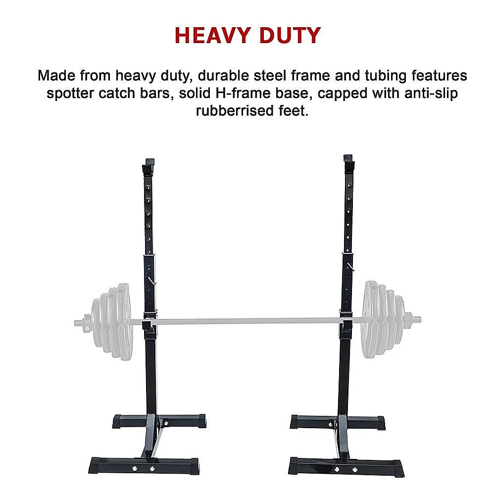 Adjustable Rack Pair Sturdy Steel Squat Barbell Bench Press