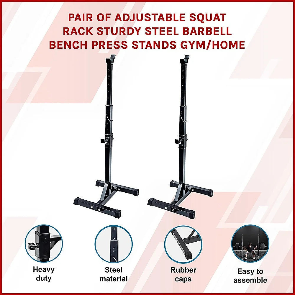 Adjustable Rack Pair Sturdy Steel Squat Barbell Bench Press
