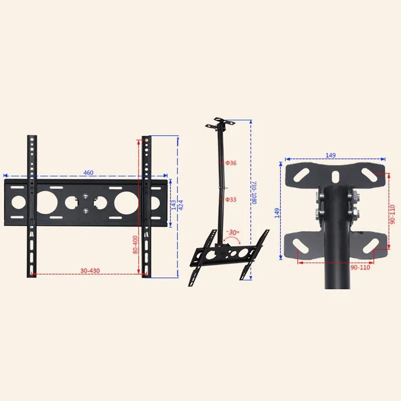 Adjustable Single Screen Tv Wall / Ceiling Mount - 32-65