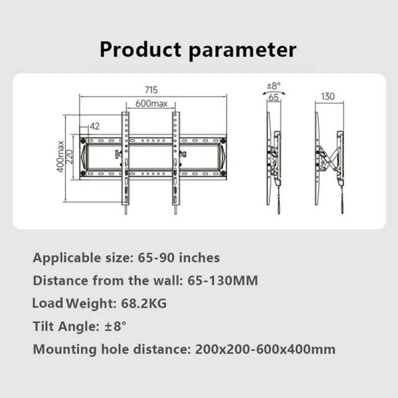 Adjustable Tv Wall Mount Bracket for 65-90 Inch Tvs