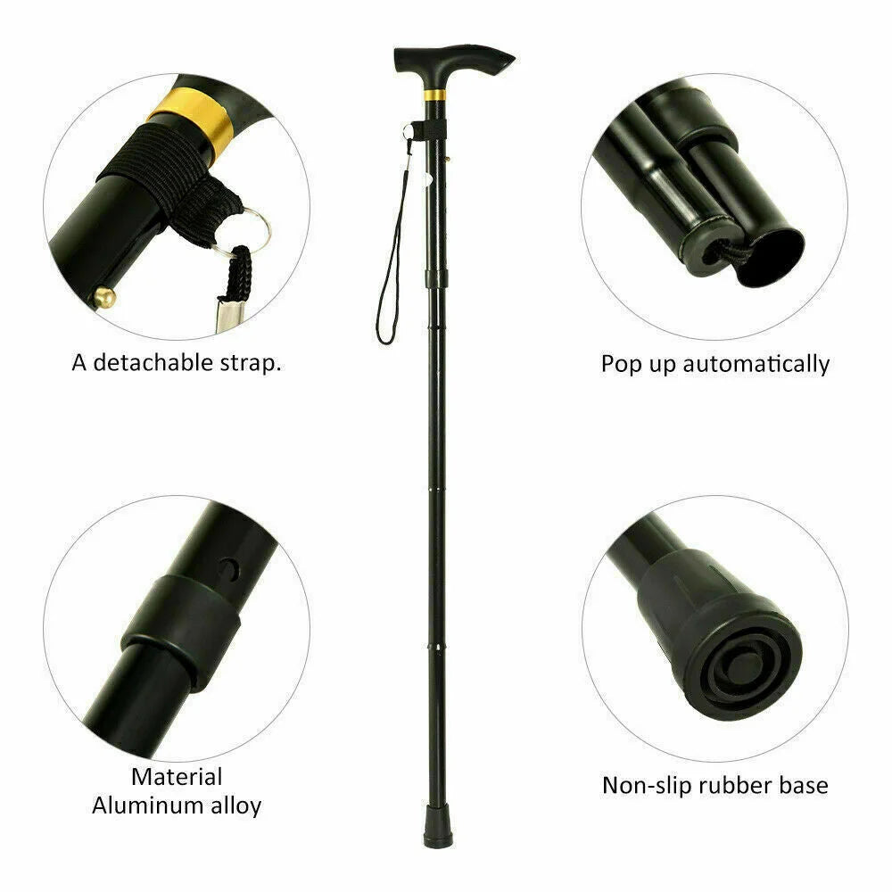 Adjustable Walking Stick Travel Retractable Hiking Folding