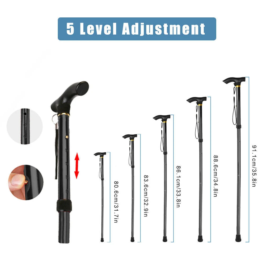 Adjustable Walking Stick Travel Retractable Hiking Folding